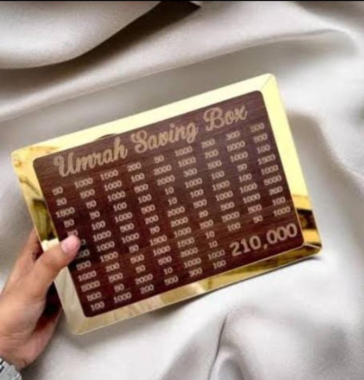 Wooden Umrah Saving Box - 1 Pcs - Perfect for Your Spiritual Savings