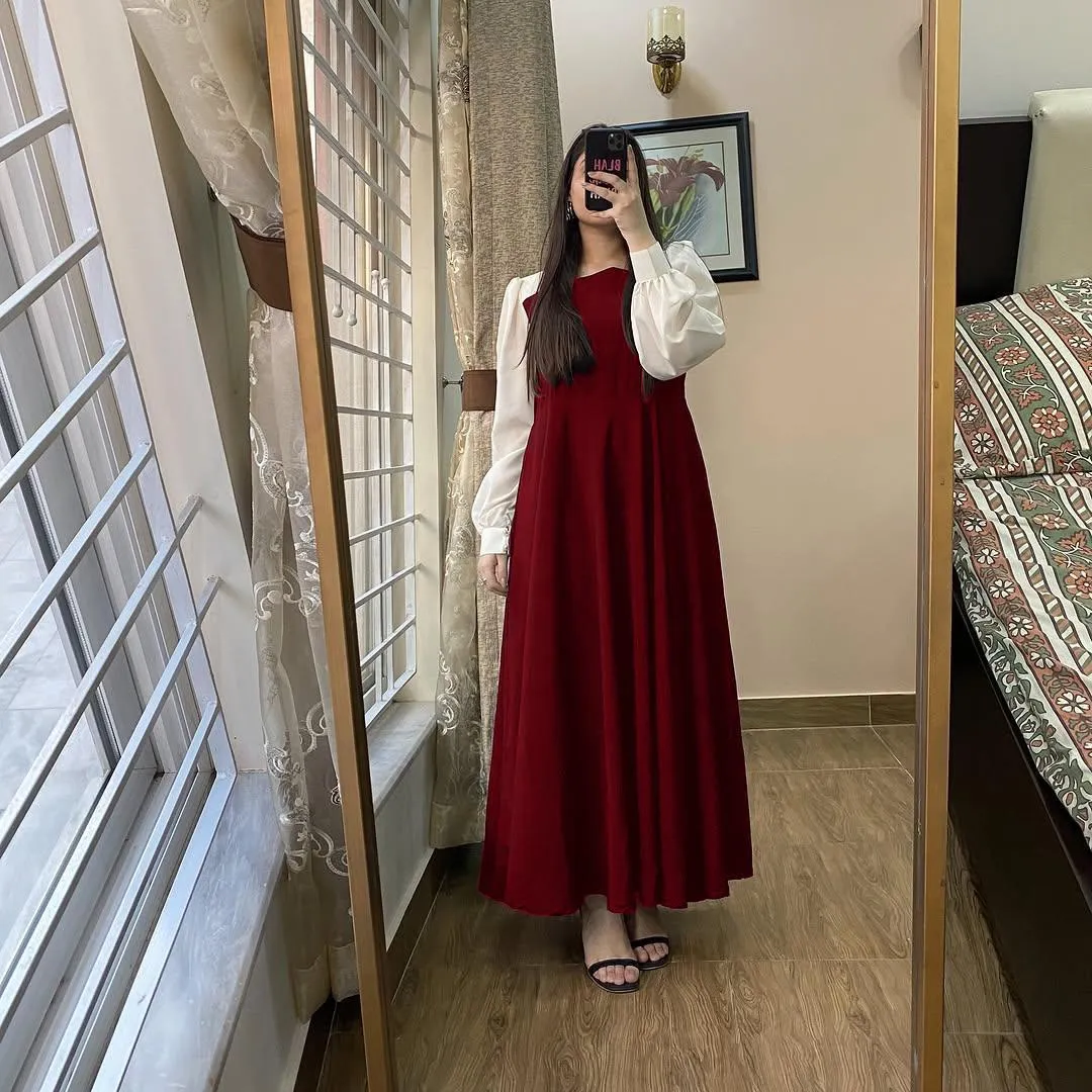 1 Pc Women's Stitched Georgette Plain Maxi 100 in stock