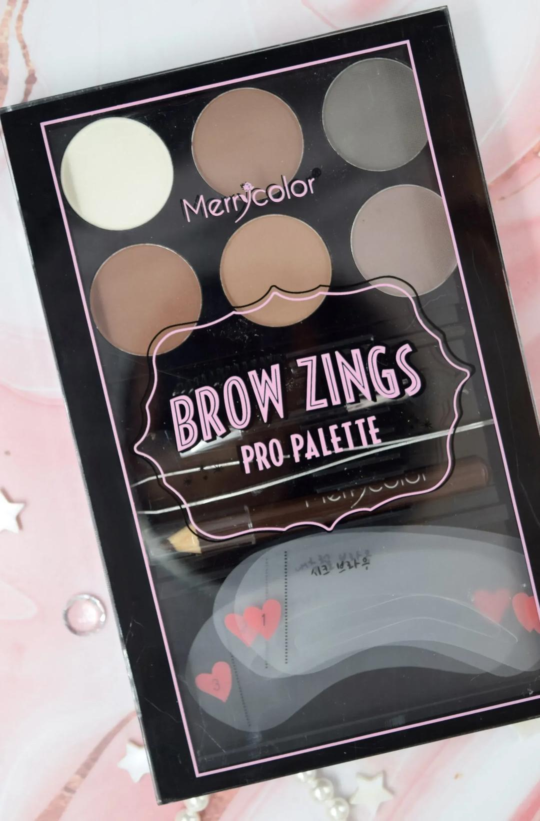 Merrycolor Brow Zings ProPalette – 6-Shade EyebrowKit with Brush &Stencils