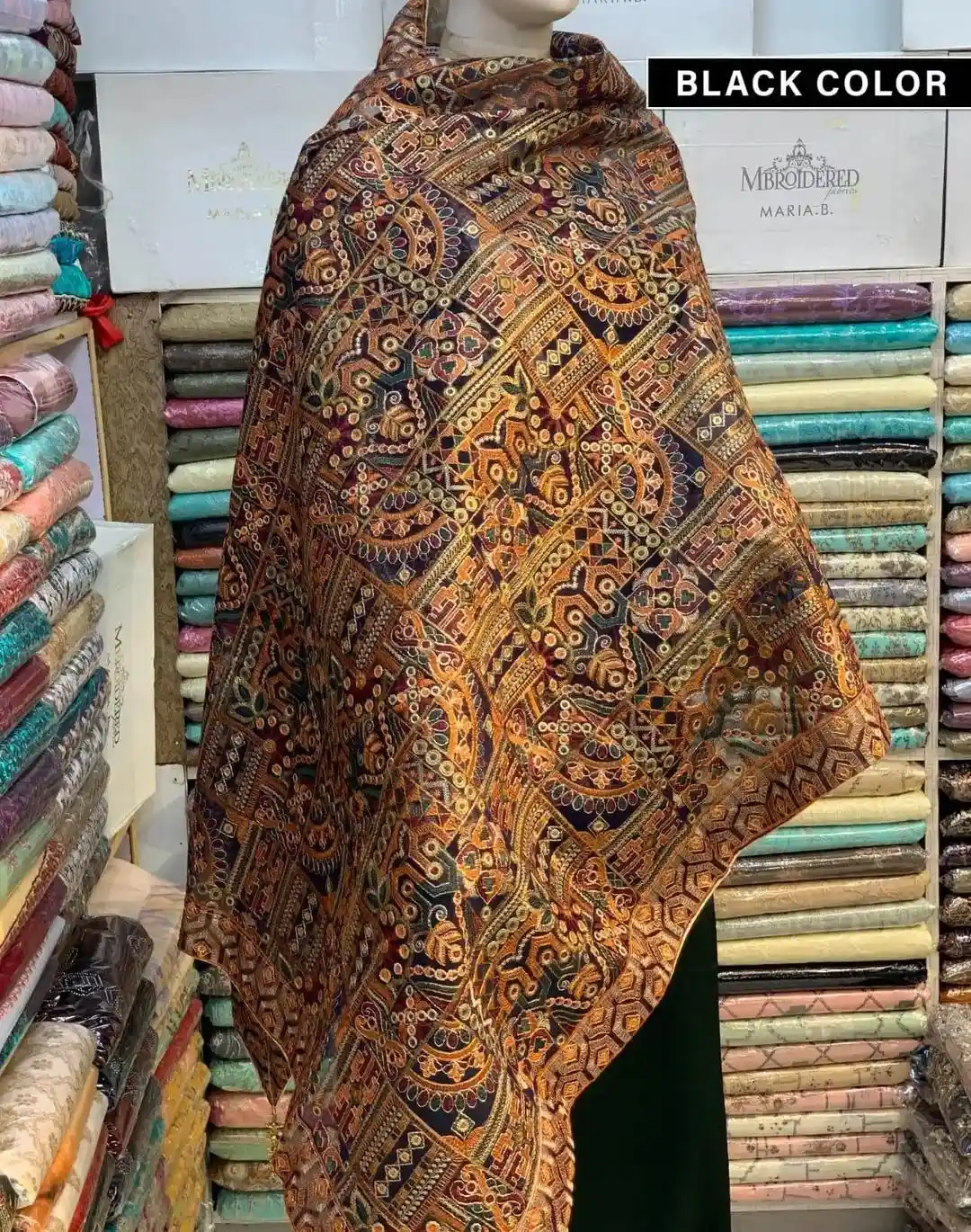 Women's Fleece Embroidered Shawl