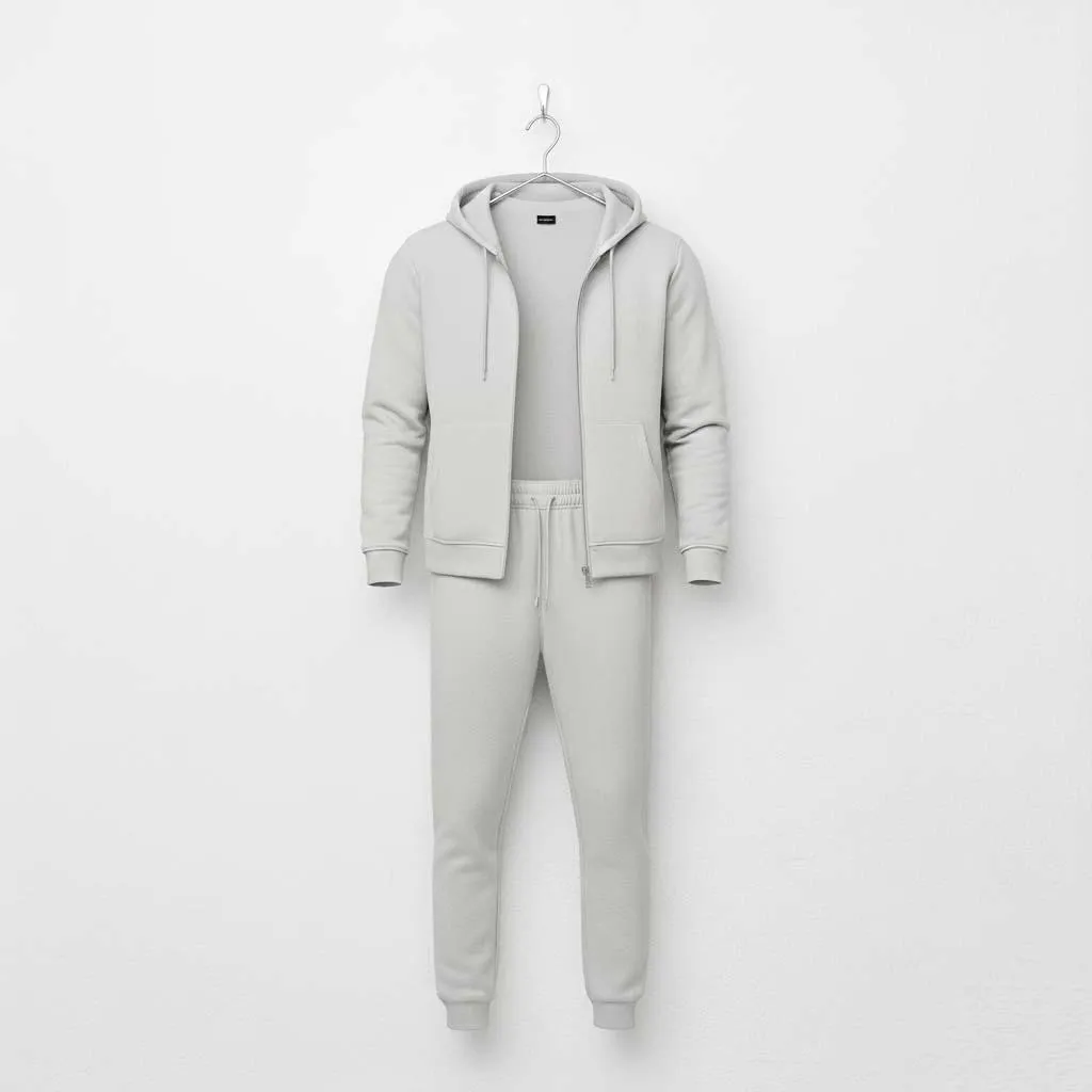 2 Pcs Men's Polyester Fleece Plain Hoodie Track Suit
