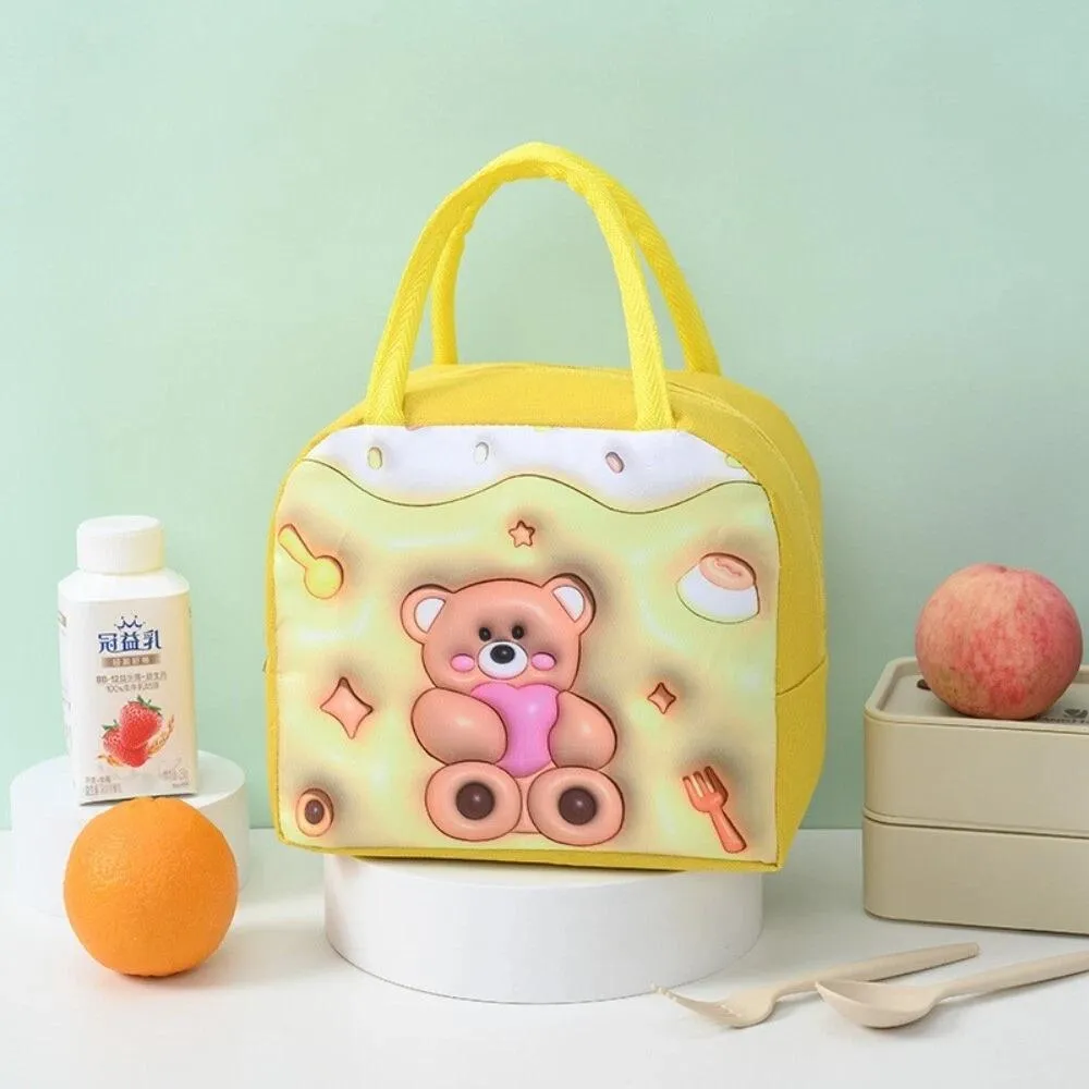 3D Cartoon Thermal Lunch Bag for Kids. Large Capacity Insulated Bento Box