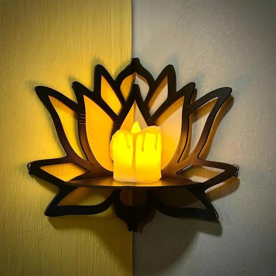 Lotus Shape Corner Wall Shelves, Pack Of 3